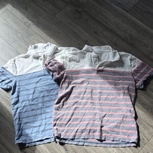 Striped Polo Shirt - Blue and Pink